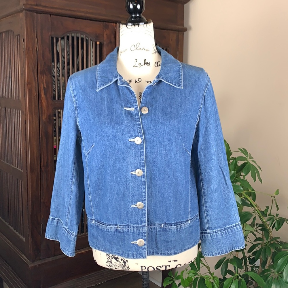 Ann Taylor Light Wash Cotton Denim Jacket
